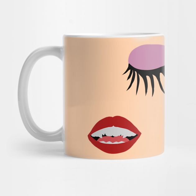 woman lips, vampire teeth and eyelashes by Super-TS